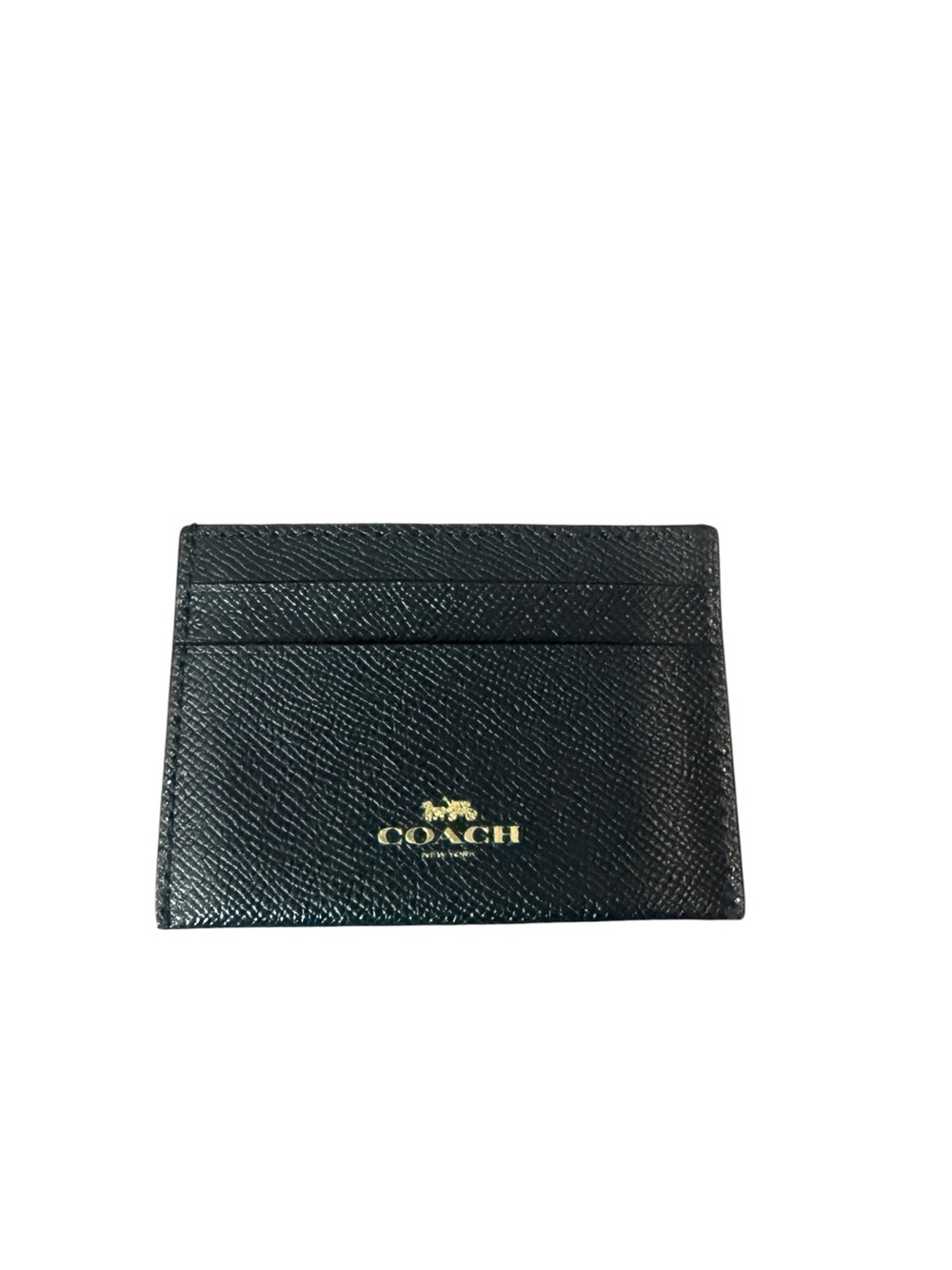 Coach Black Leather Card Sleeve with Gold Logo